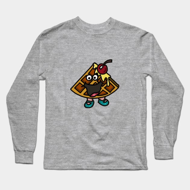 Waffling Waffle character Long Sleeve T-Shirt by CraftyEvey